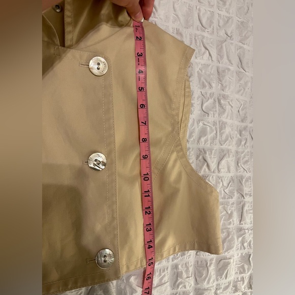 Rare Escada Beige Double Breasted Cropped Sleeveless Trench Jacket w/ Hood - Picture 12 of 13